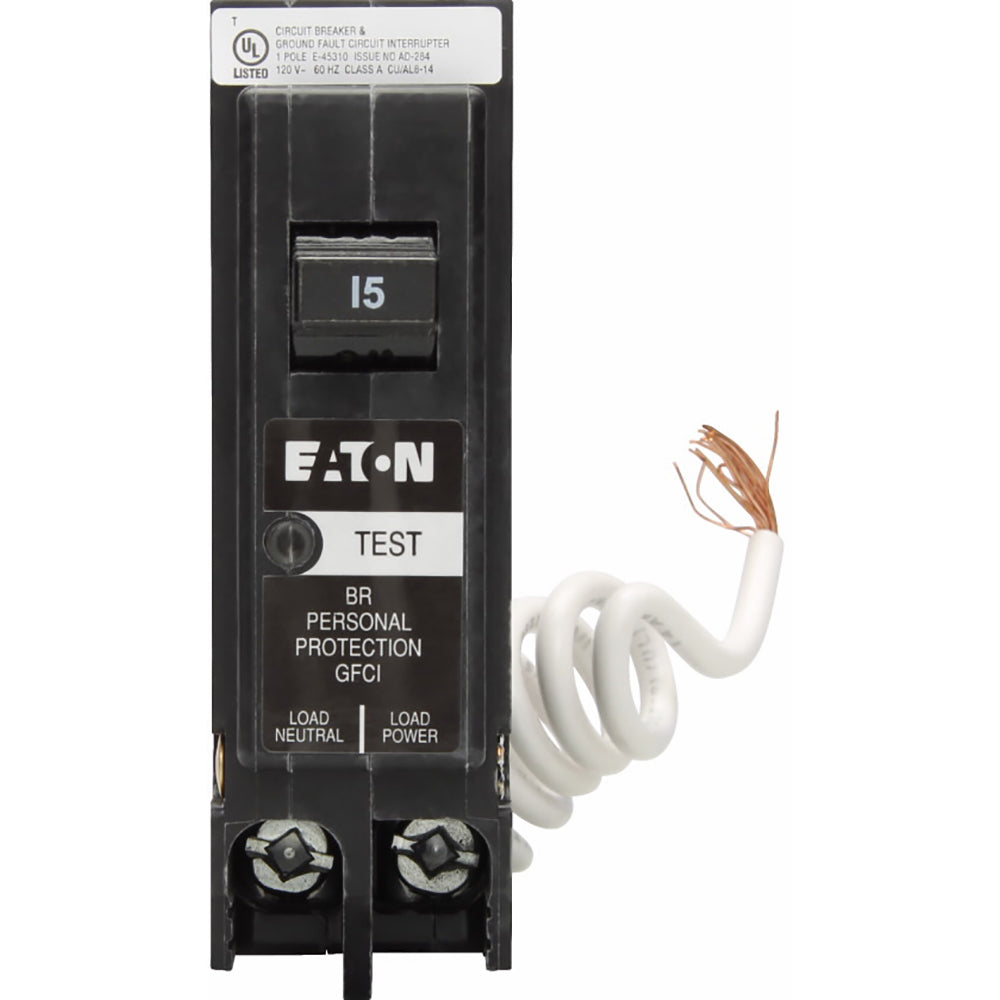 Eaton BRN115GF Circuit Breaker | 120V 15A 1P 10kA@120V Plug-In Type BR