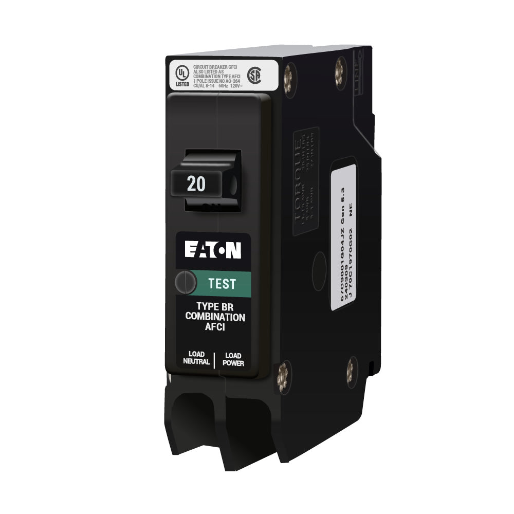 Eaton BRP120AF Circuit Breaker | 120V 20A 1P 10kA@120V Plug-In BR Series