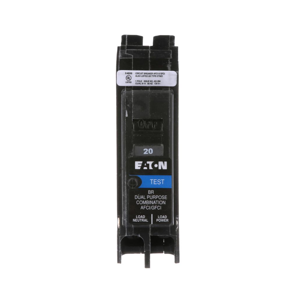 Eaton BRP120DF Circuit Breaker | 120V 20A 1P 10kA@120V Plug-In BR Series