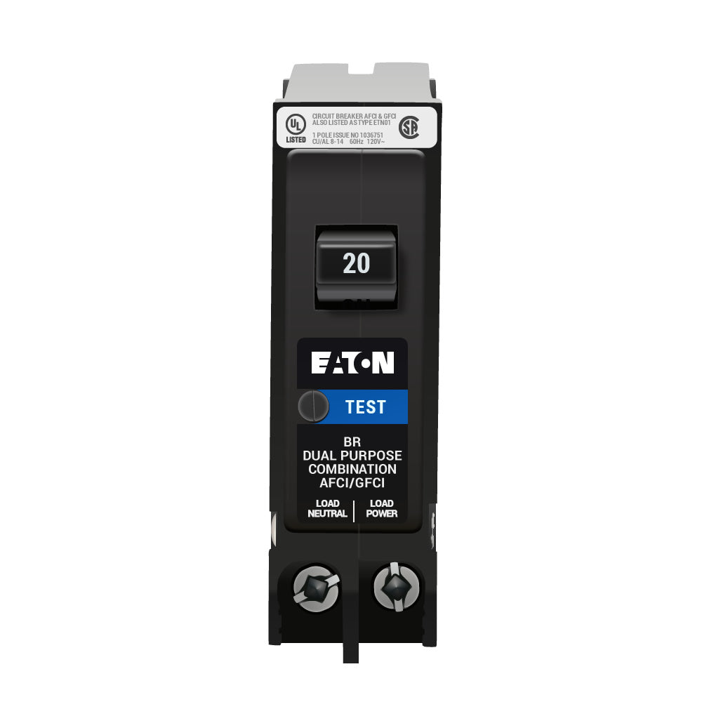 Eaton BRP120DF Circuit Breaker | 120V 20A 1P 10kA@120V Plug-In BR Series
