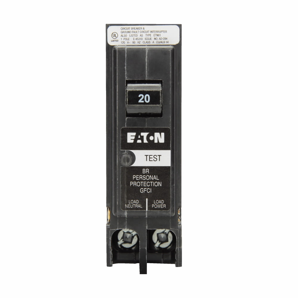 Eaton BRP120GF Circuit Breaker | 120V 20A 1P 10kA@120V Plug-In BR Series
