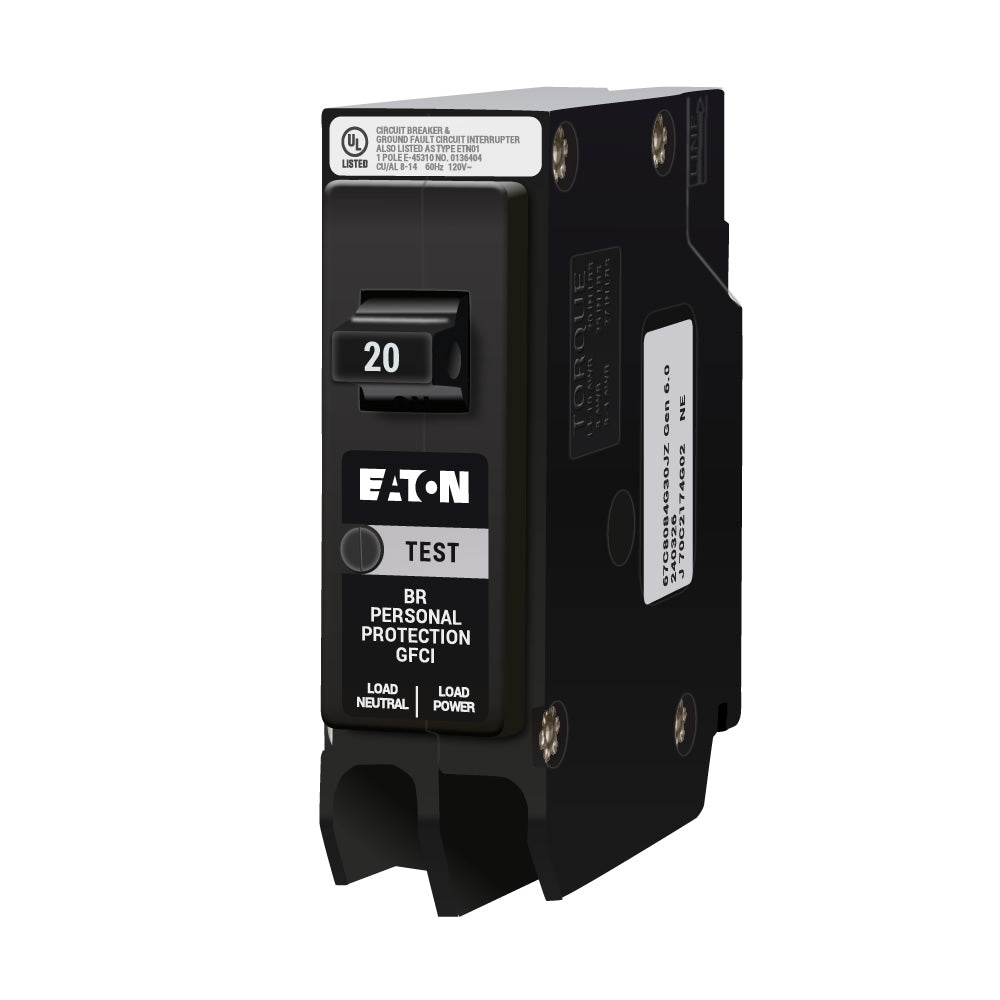Eaton BRP120GF Circuit Breaker | 120V 20A 1P 10kA@120V Plug-In BR Series