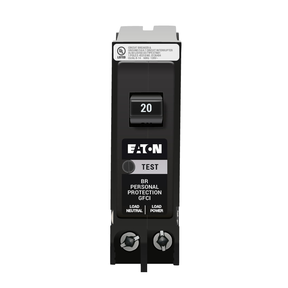 Eaton BRP120GF Circuit Breaker | 120V 20A 1P 10kA@120V Plug-In BR Series