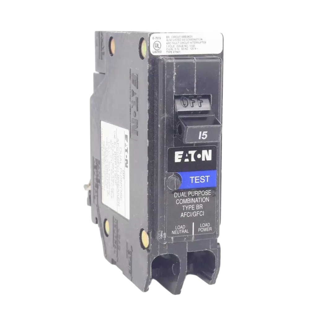 Cutler Hammer BRPAFGF115CS Circuit Breaker | 12V 15A 1P 10kA@120V Plug-In BR Series