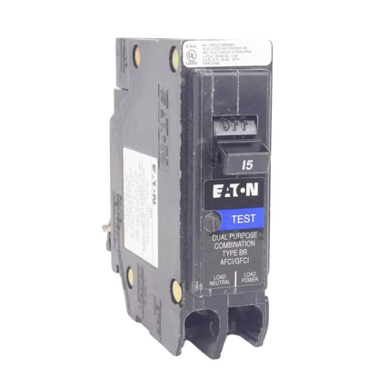 Cutler Hammer BRPAFGF115CS Circuit Breaker | 12V 15A 1P 10kA@120V Plug-In BR Series