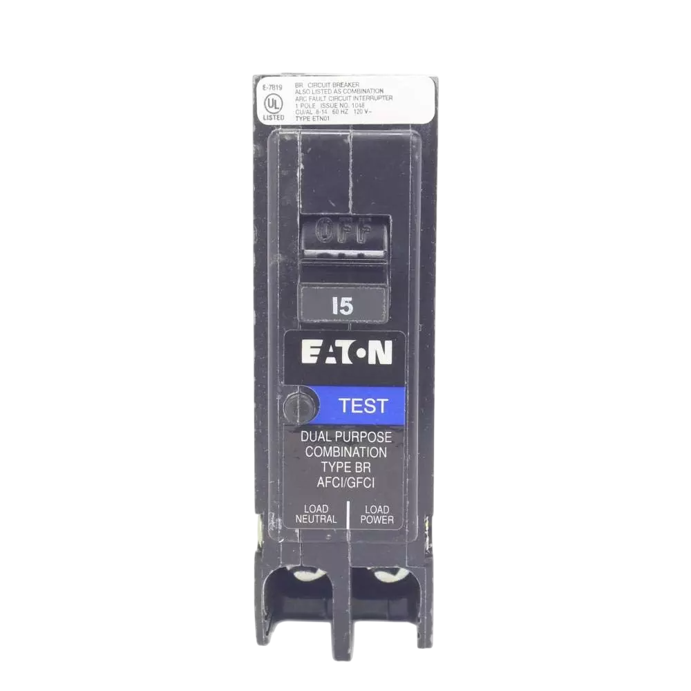 Cutler Hammer BRPAFGF115CS Circuit Breaker | 12V 15A 1P 10kA@120V Plug-In BR Series