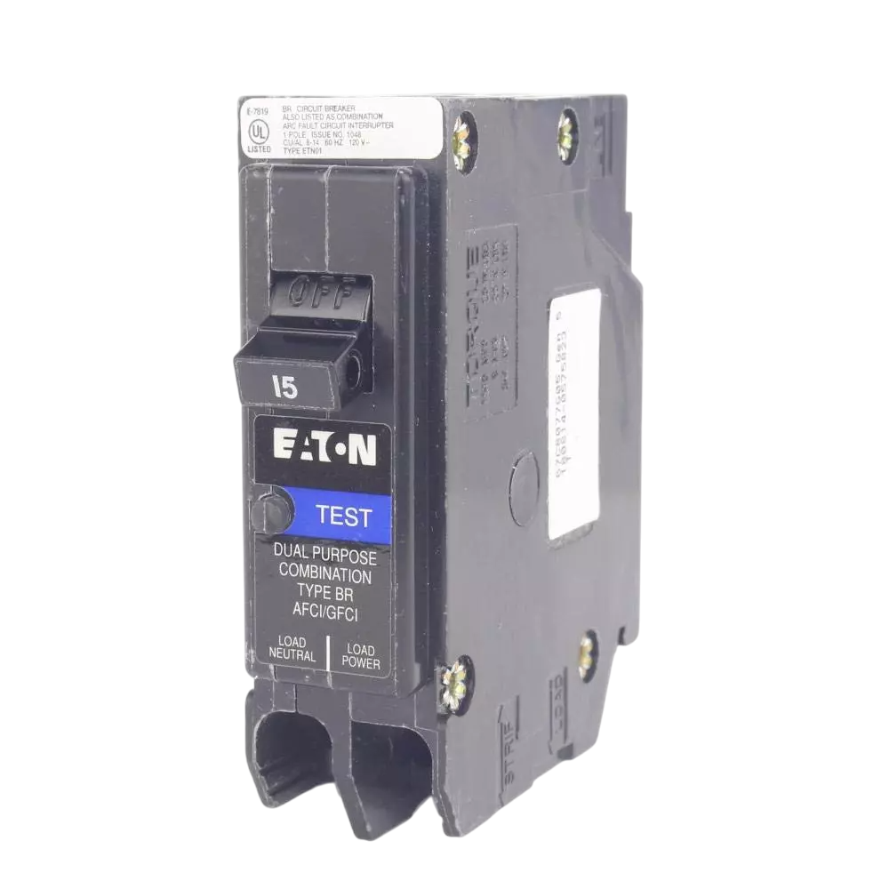 Cutler Hammer BRPAFGF115CS Circuit Breaker | 12V 15A 1P 10kA@120V Plug-In BR Series
