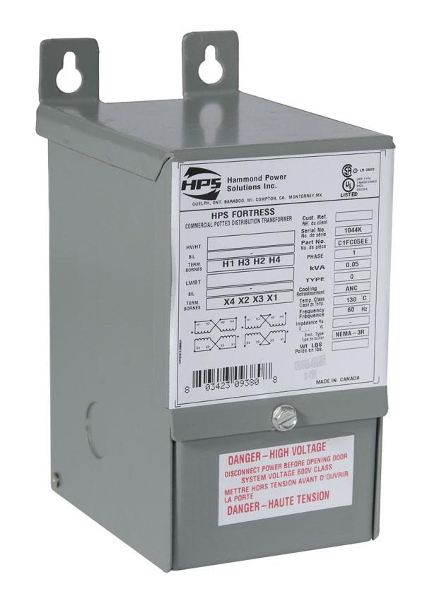 Hammond Power Solutions C1F002CES Transformer 2kVA 277V-120/240V Copper