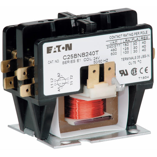 Cutler Hammer C25BNB220C Contactor | 2 pole 1 phase 600V 20A 480V coil C25 Series