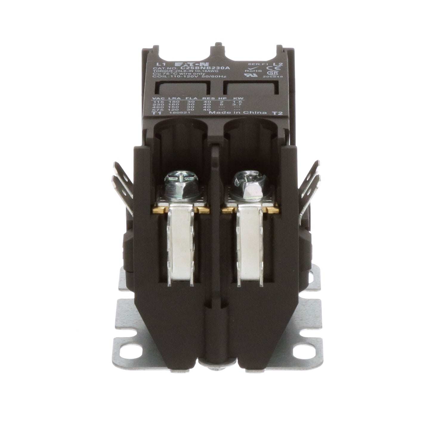 Cutler Hammer C25BNB230A Contactor | 2 pole 1 phase 30A 120V coil C25 Series