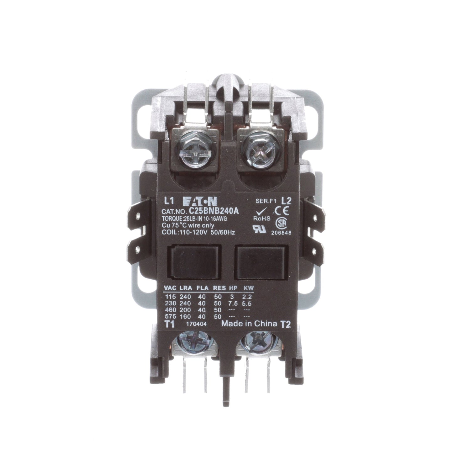 Cutler Hammer C25BNB240A Contactor | 2P 1P 600V 40A 120V C25 Series