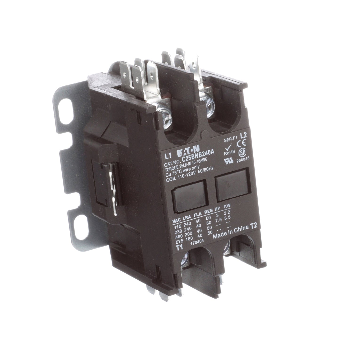 Cutler Hammer C25BNB240A Contactor | 2P 1P 600V 40A 120V C25 Series