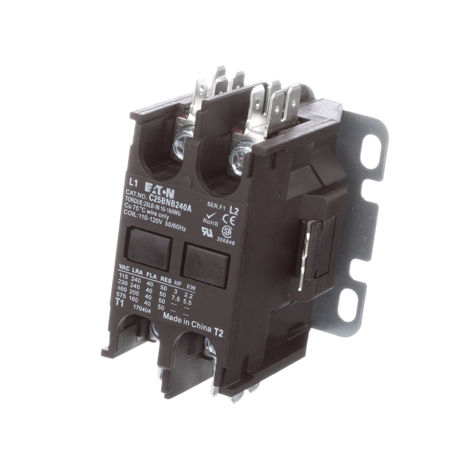 Cutler Hammer C25BNB240A Contactor | 2P 1P 600V 40A 120V C25 Series