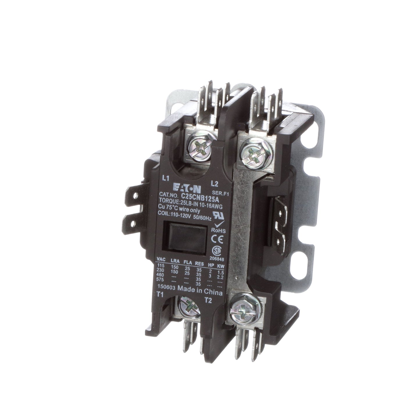 Cutler Hammer C25CNB125A Contactor | 1P 1PH 600V 25A 120V Coil C25 Series