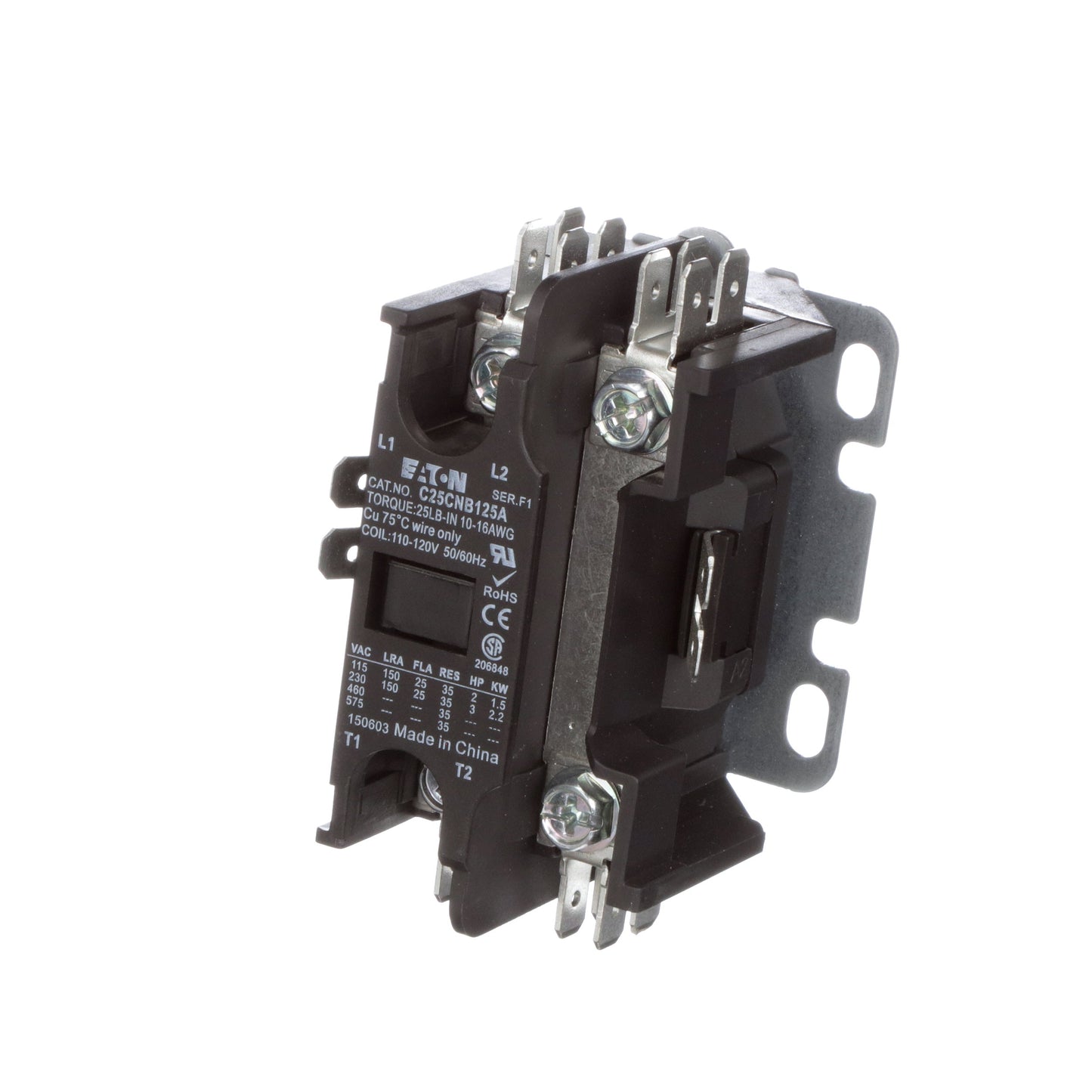Cutler Hammer C25CNB125A Contactor | 1P 1PH 600V 25A 120V Coil C25 Series