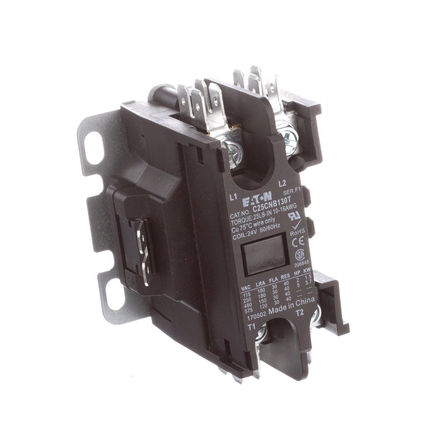 Cutler Hammer C25CNB130T Contactor | 1P 1Ph 600V 30A 24V C25 Series