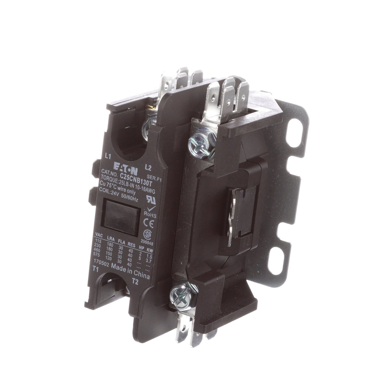 Cutler Hammer C25CNB130T Contactor | 1P 1Ph 600V 30A 24V C25 Series