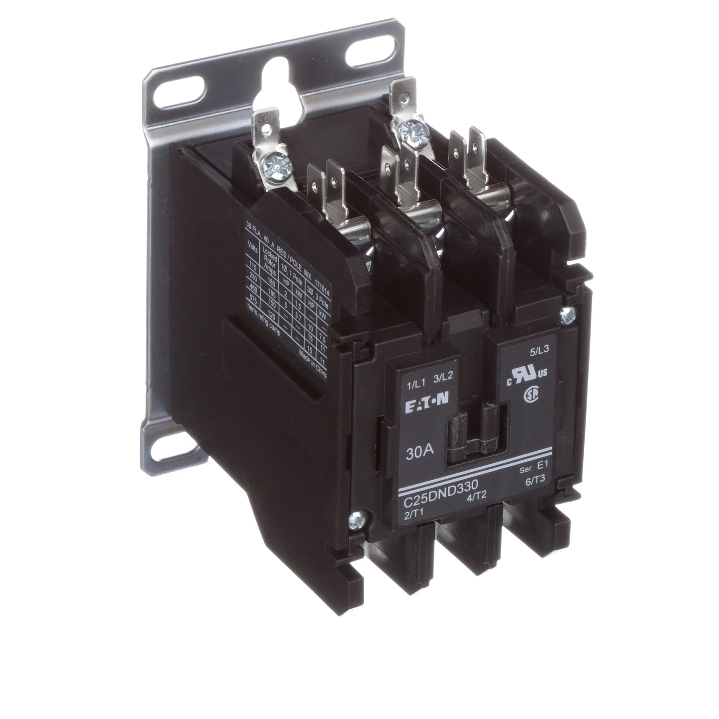 Eaton C25DND330A Contactor 3 pole 3 phase 600V 30A 120V coil C25 Series