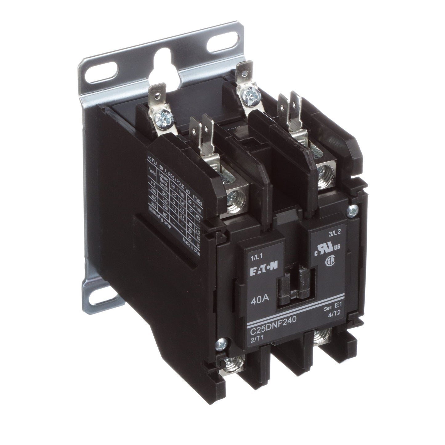Cutler Hammer C25DNF240A Contactor | 2 pole 1 phase 600V 40A 110V coil C25 Series