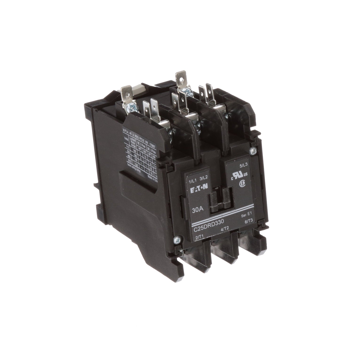 Cutler Hammer C25DRD330A Contactor | 3P 3PH 600V 30A 110V Coil C25 Series
