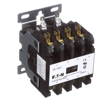 Cutler Hammer C25END430A Contactor | 600V 3P 30A 4P 120V C25 Series