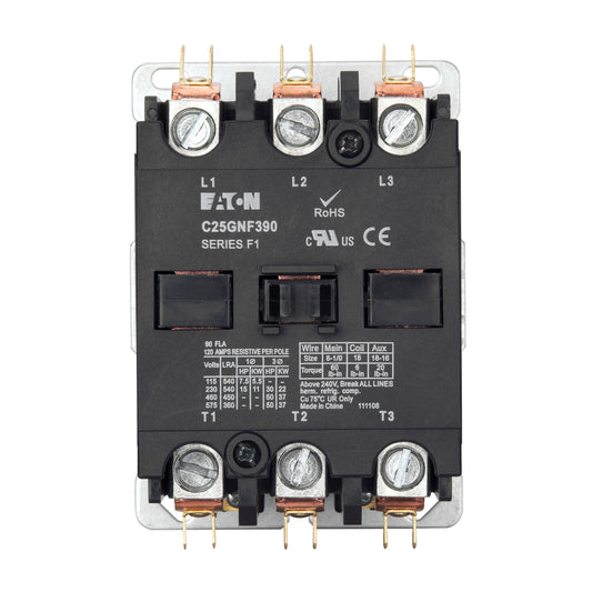 C25GNF390T Cutler Hammer C25 Series Contactor 600V 90A 24V Coil - Essential Electric Supply