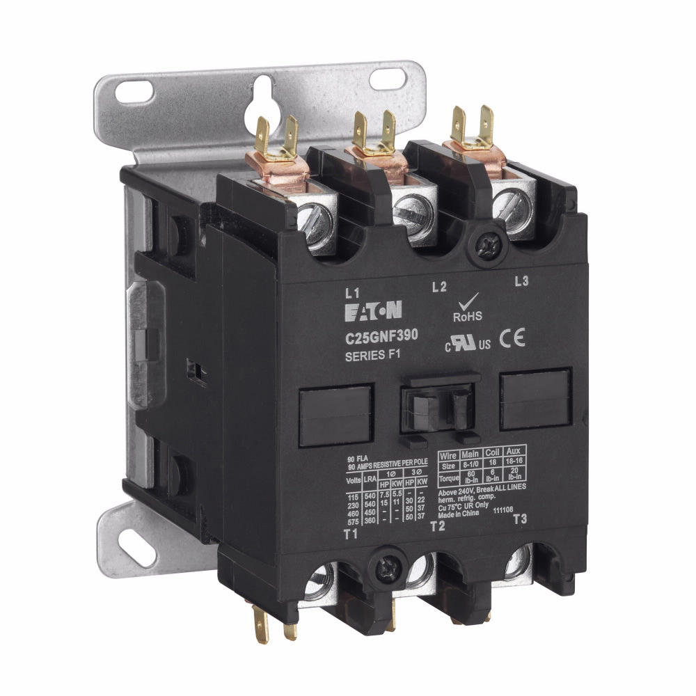 Cutler Hammer C25GNF390T Contactor | 3P 3PH 600V 90A 24V C25 Series