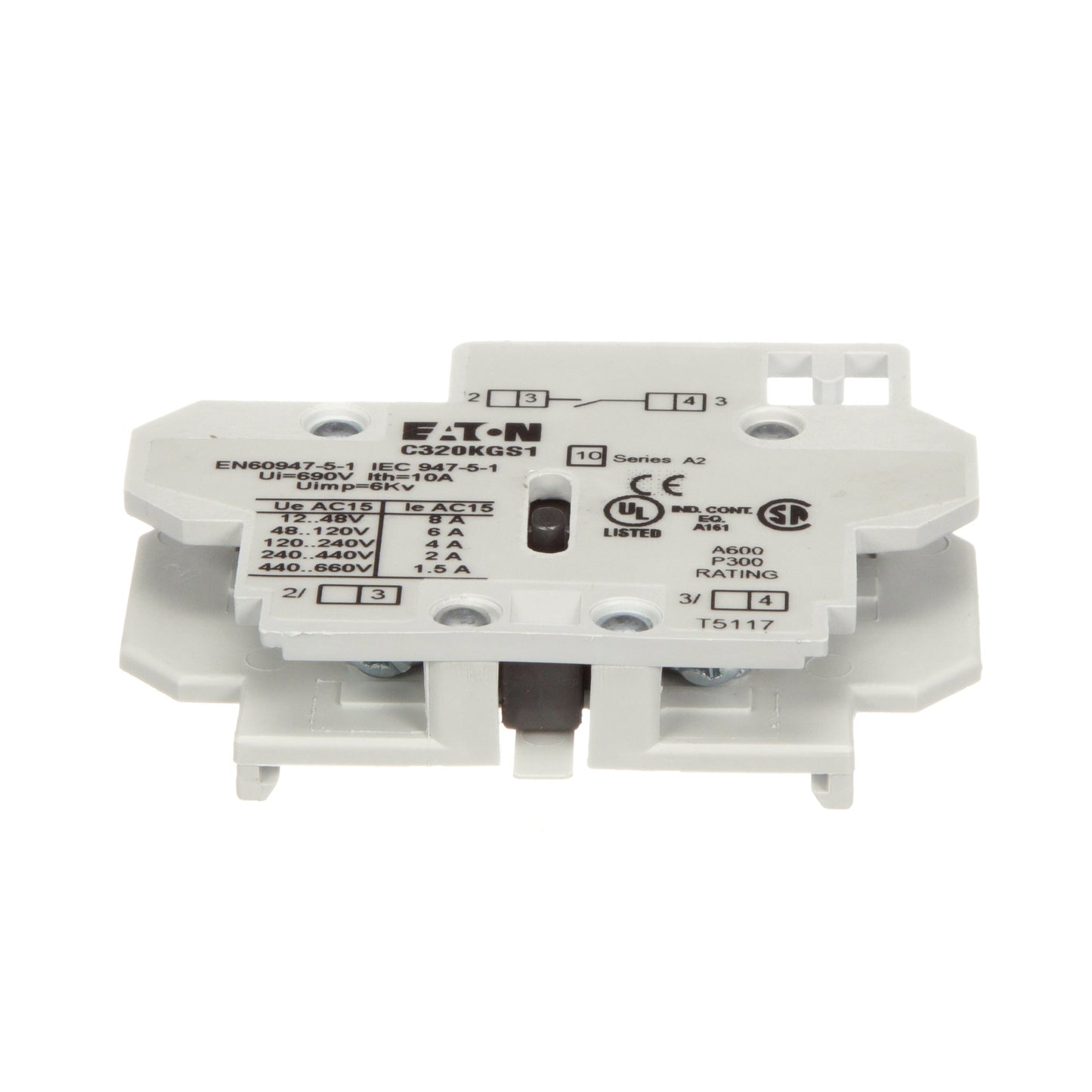 Cutler Hammer C320KGS1 Contactor And Motor Starter Auxiliary | 120/600 V AC 1NO Freedom Series