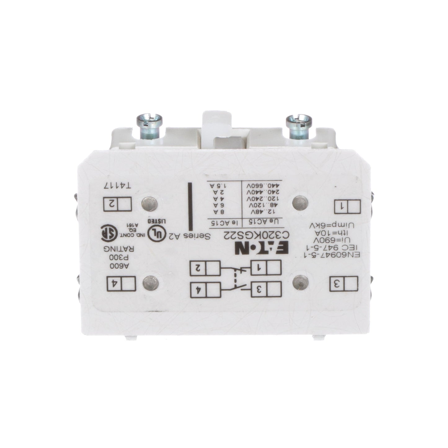 Eaton C320KGS22 Contactor And Motor Starter Auxiliary | 1NO/1NC Freedom Series