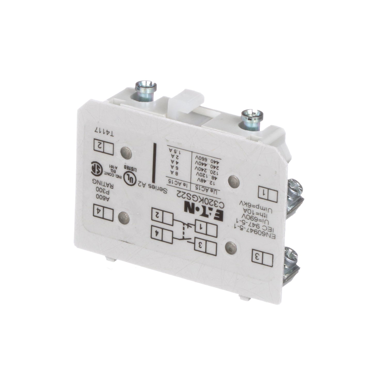Eaton C320KGS22 Contactor And Motor Starter Auxiliary | 1NO/1NC Freedom Series