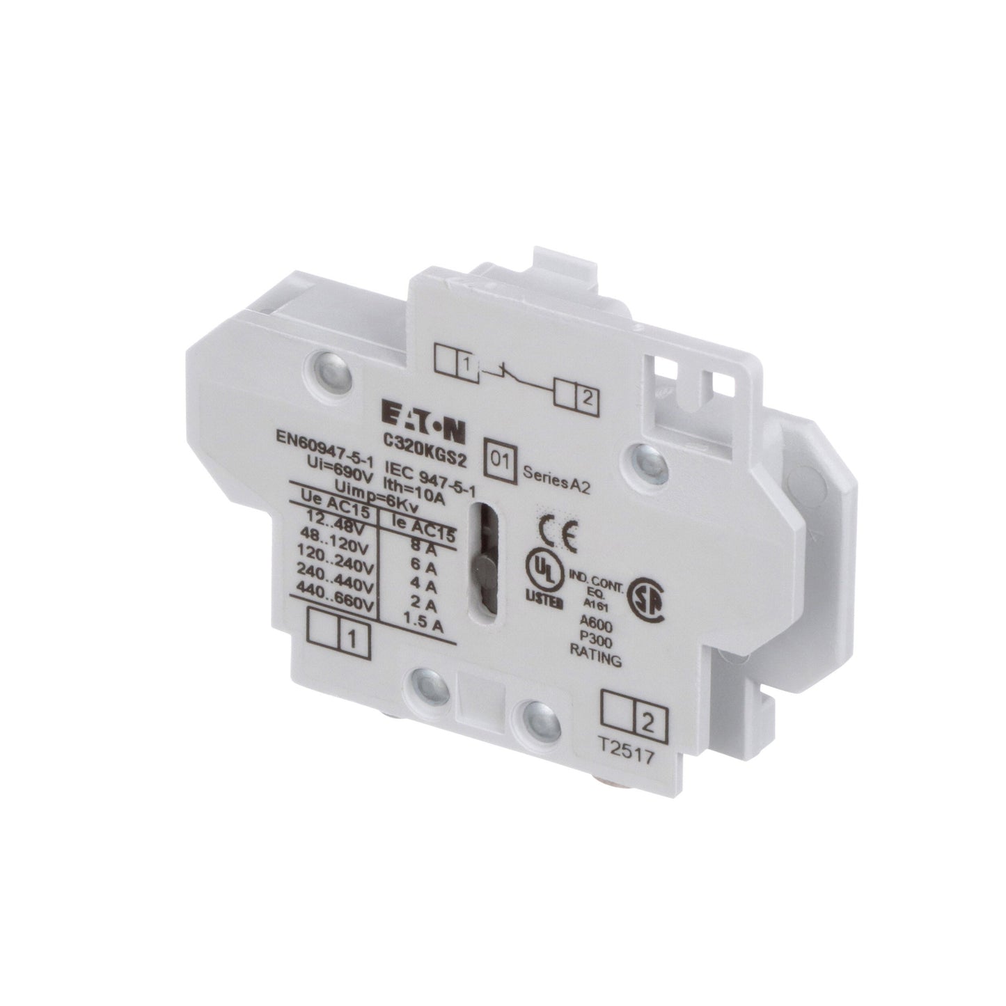Cutler Hammer C320KGS2 Contactor And Motor Starter Auxiliary | 120/600 V AC 1NC Freedom Series