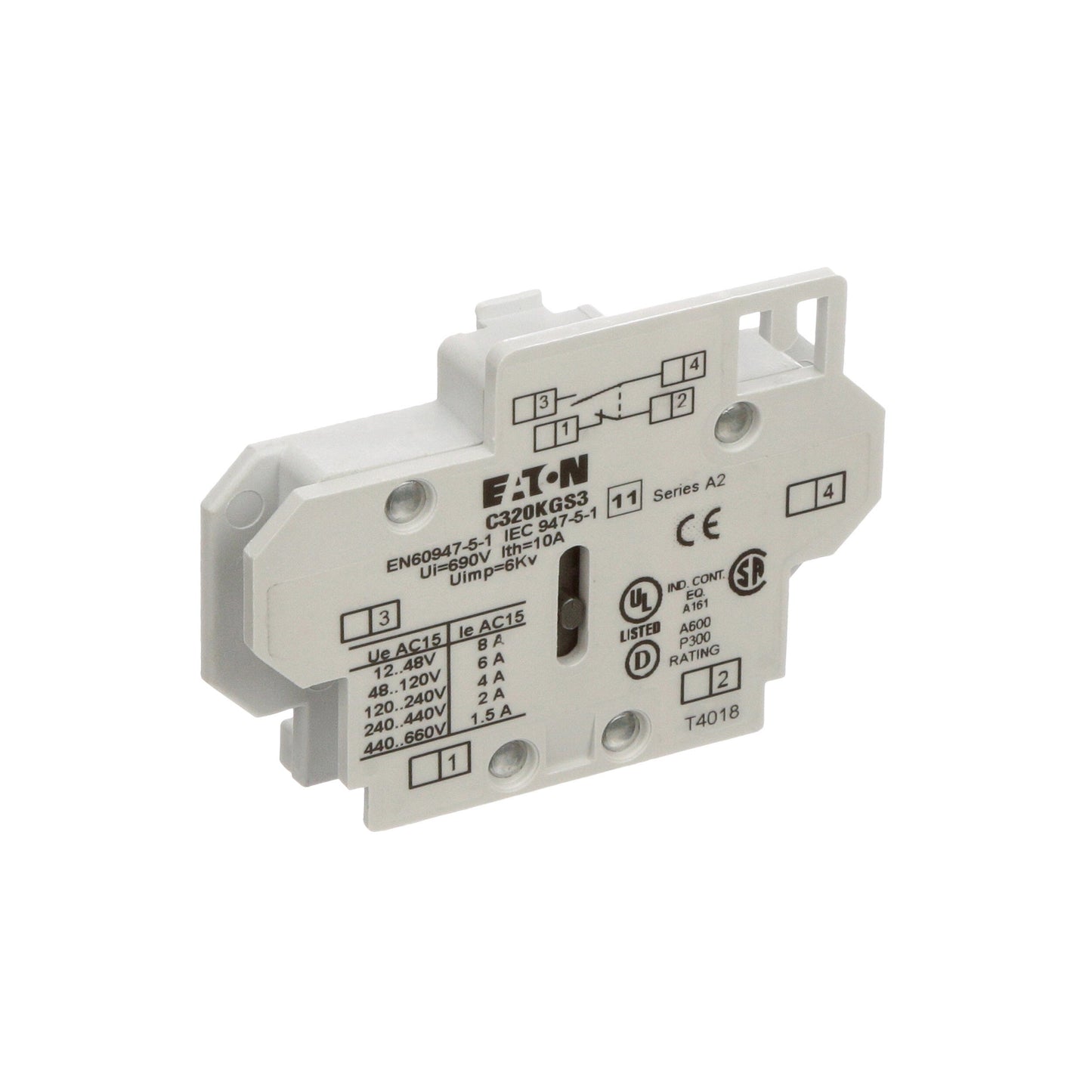 Cutler Hammer C320KGS3 Contactor And Motor Starter Auxiliary | 120/600 V AC 1NO/1NC Freedom Series