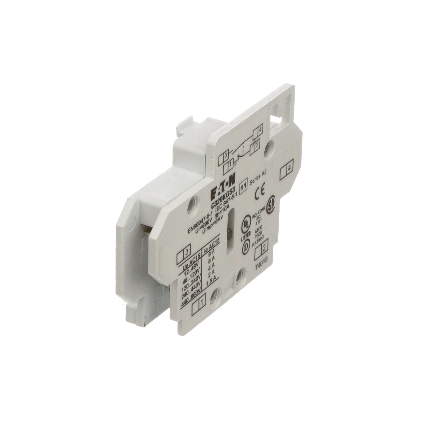 Cutler Hammer C320KGS3 Contactor And Motor Starter Auxiliary | 120/600 V AC 1NO/1NC Freedom Series