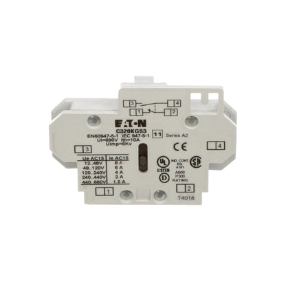 Cutler Hammer C320KGS3 Contactor And Motor Starter Auxiliary | 120/600 V AC 1NO/1NC Freedom Series