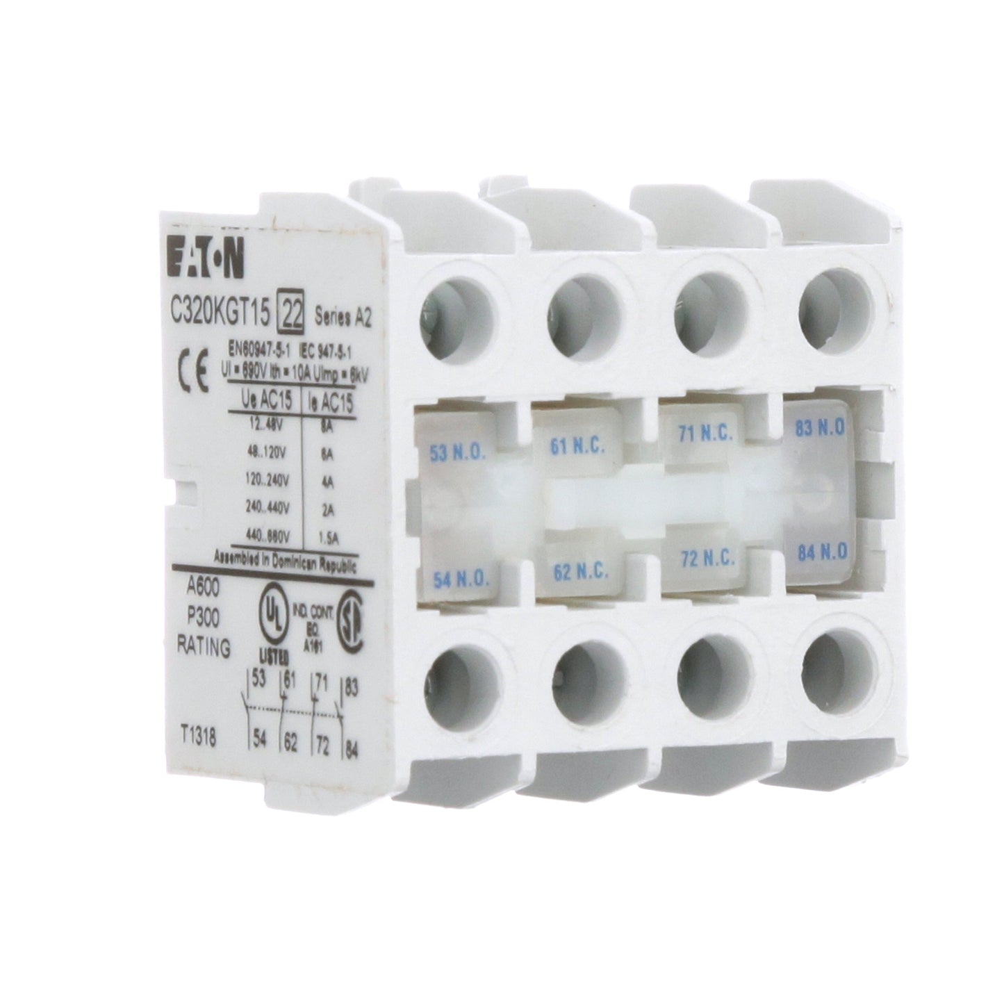 Eaton C320KGT15 Contactor And Motor Starter Auxiliary | 2NO/2NC Freedom Series