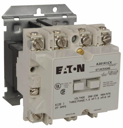 Eaton A201K1CX Magnetic Starter | 3P 3PH 600V 27A 480V Coil A201