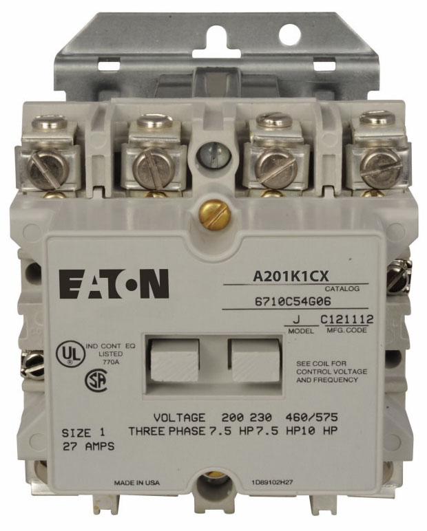 Eaton A201K1CX Magnetic Starter | 3P 3PH 600V 27A 480V Coil A201