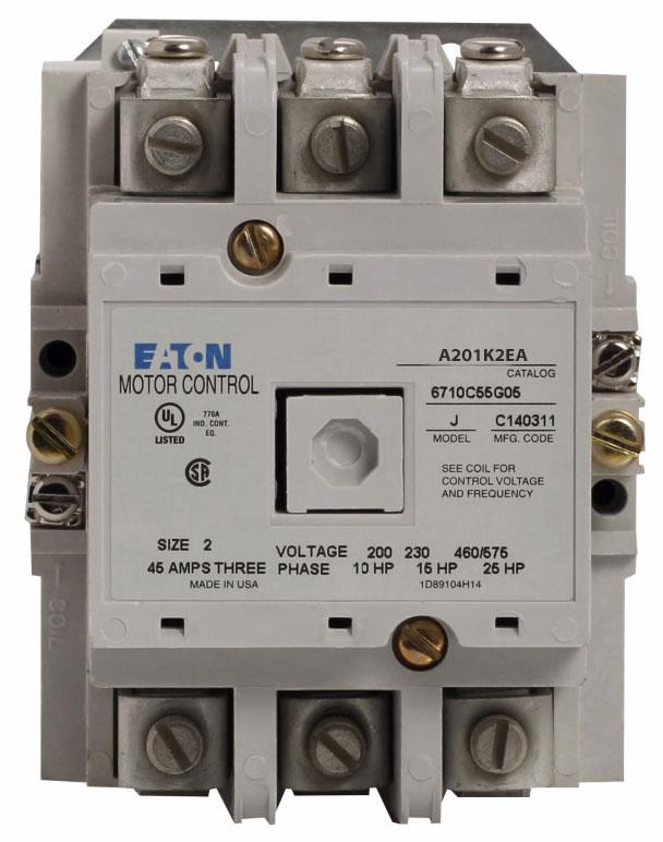 Cutler Hammer A201K2EA Contactor | 600V 3 phase 45A 5 pole 110V coil A200 Series