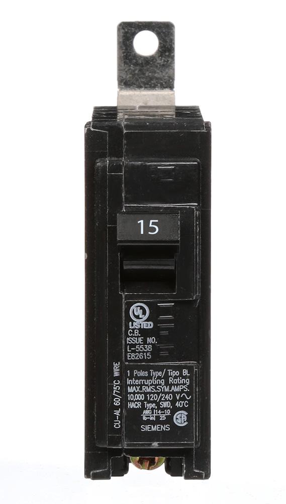 Siemens B115 Circuit Breaker | 600V 15A 1 Pole 10kA@240V Bolt-On B Series