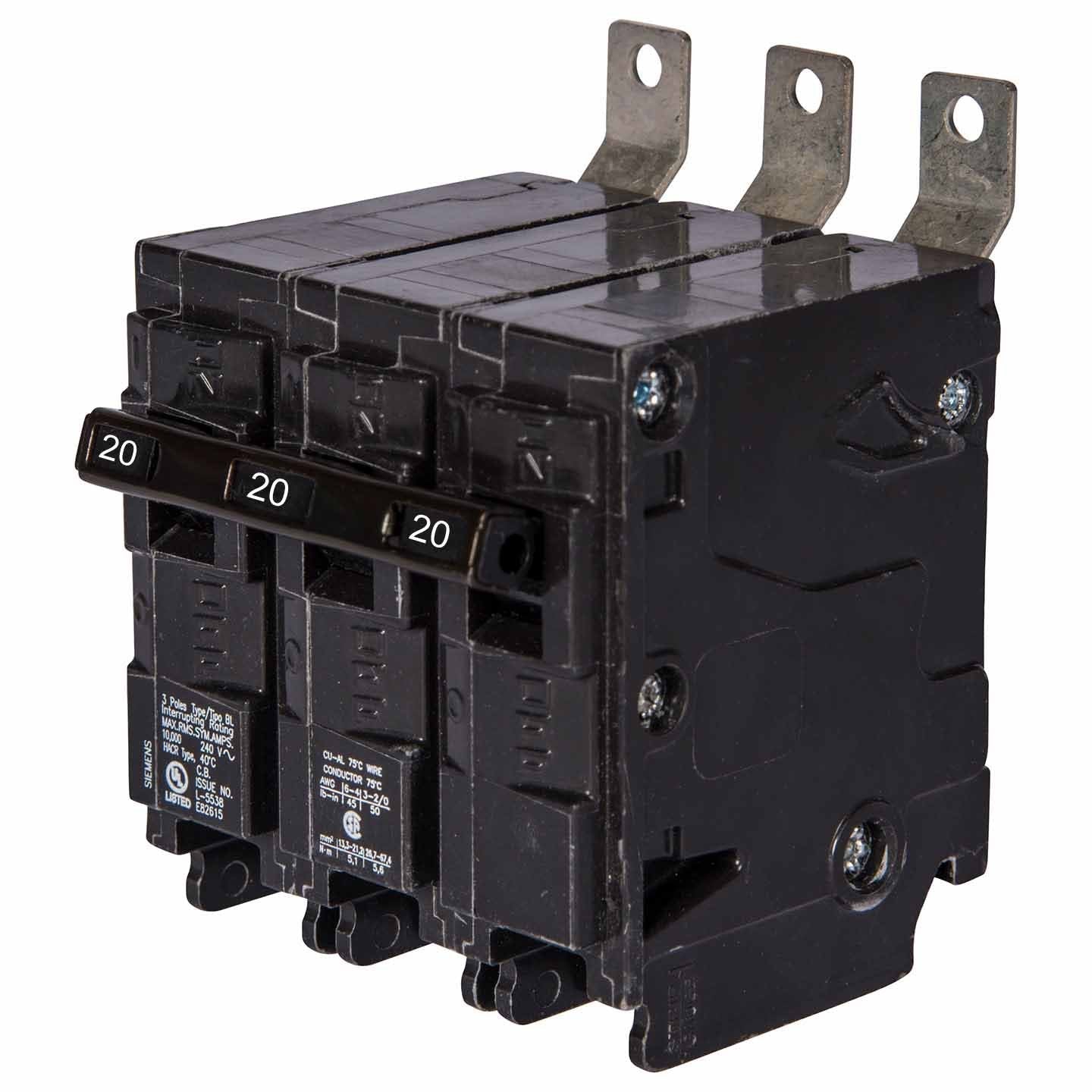 Siemens B320 Molded Case Circuit Breaker | 240V 20A 3P 10kA@240V Bolt-on BL Series