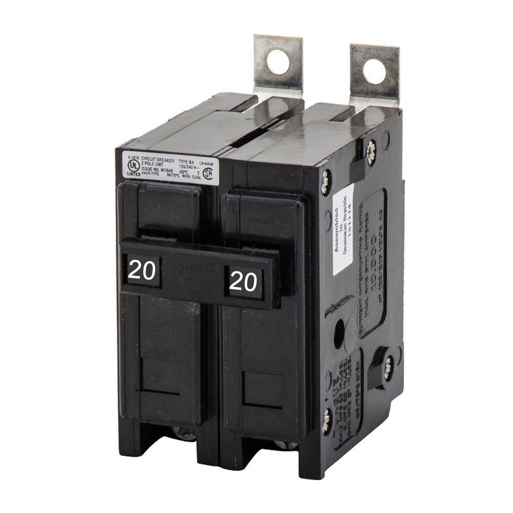 Eaton BAB2020 Circuit Breaker | 240V 20A 2P 10kA@240V Bolt-On QUICKLAG