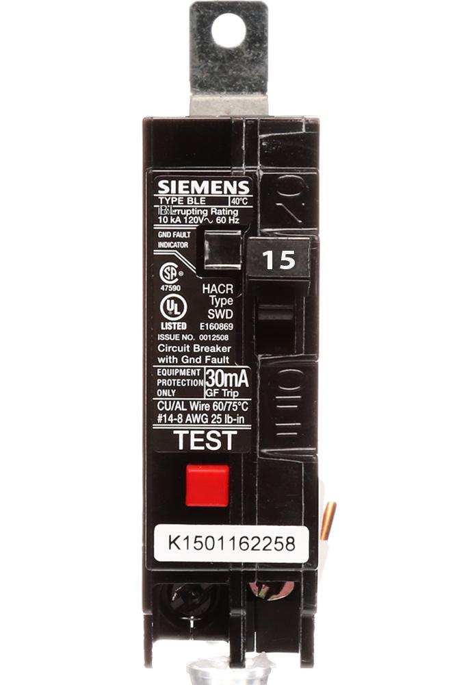 Siemens BE115 Circuit Breaker | 120V 15A 1P 10kA@120V Bolt-On BL Series