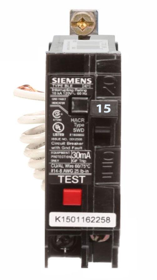 Siemens BE115H Circuit Breaker | 120V 15A 1P 22kA@120V Bolt-on BL Series