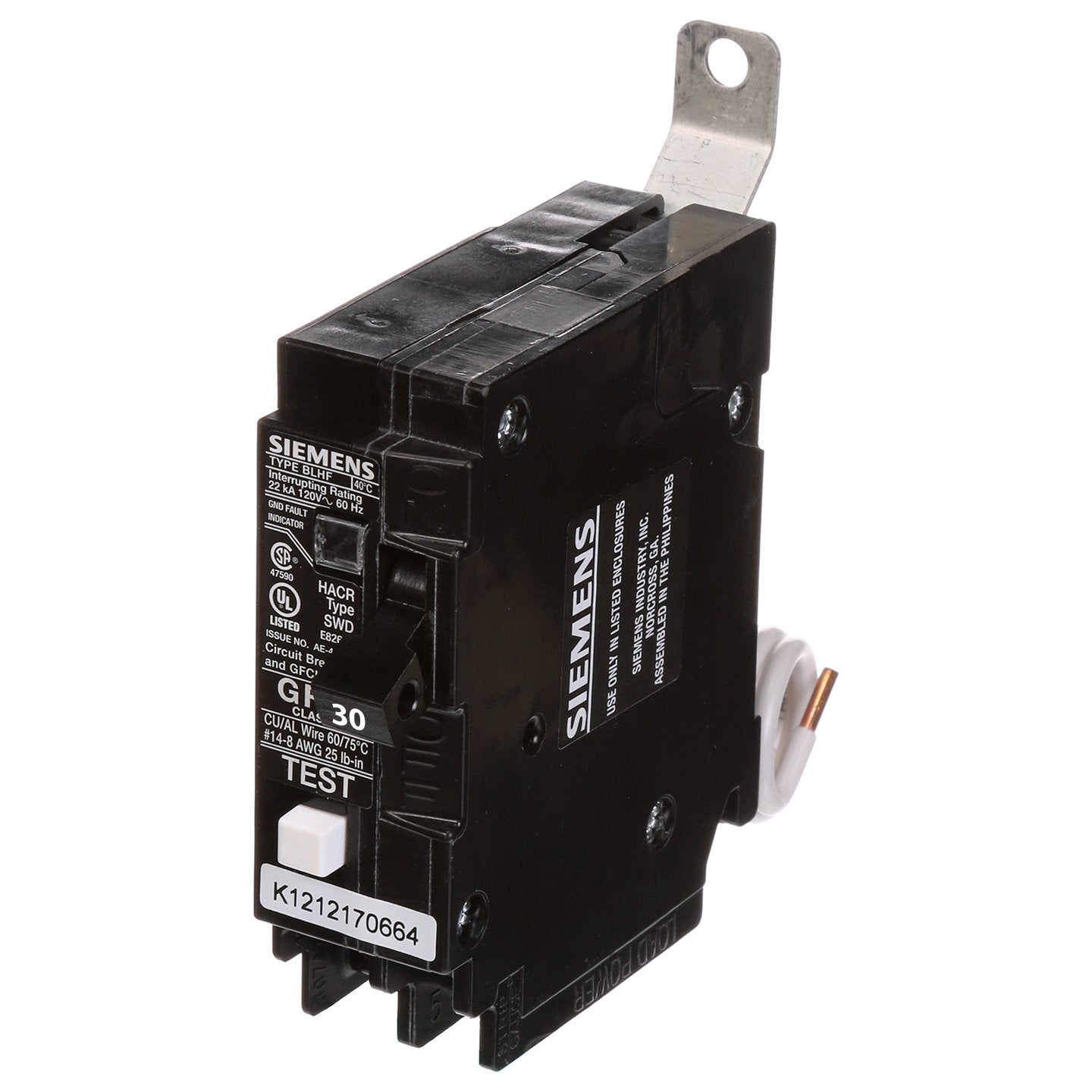 Siemens BF130A Molded Case Circuit Breaker 120V 30A 1P 10kA@120V Bolt-on BL Series