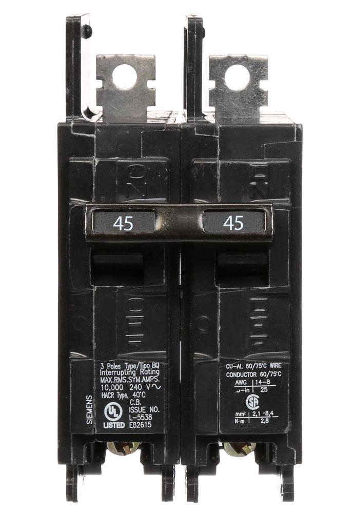 Siemens BQ2B045 Circuit Breaker | 120/240V 45A 2P 10kA@240V Bolt-on BQ Series