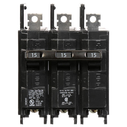 Siemens BQ3B015 Molded Case Circuit Breaker | 240V 15A 3P 10kA@240V Bolt-on BQ Series