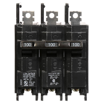 Siemens BQ3B100 Circuit Breaker | 240V 100A 3P 10kA@240V Bolt-on BQ Series