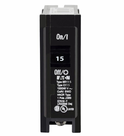 Eaton BR115 Circuit Breaker | 209V 15A 1P 10kA@120V Plug-In BR Series