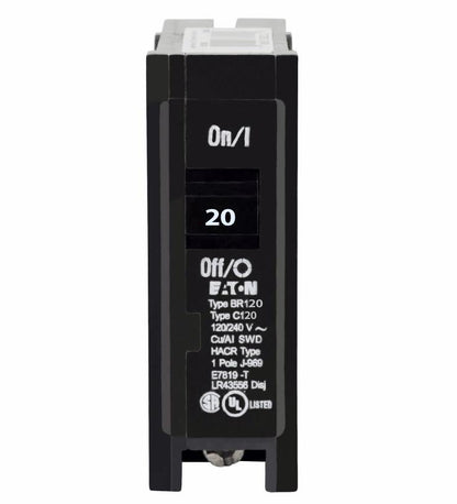 Eaton BR120 Circuit Breaker | 568V 20A 1P 10kA@120V Plug-In BR Series