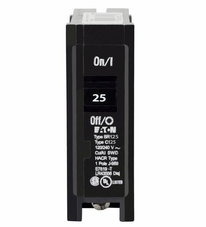 Cutler Hammer BR125 Circuit Breaker | 120V 25A 1P 10kA@120V Plug-In BR Series